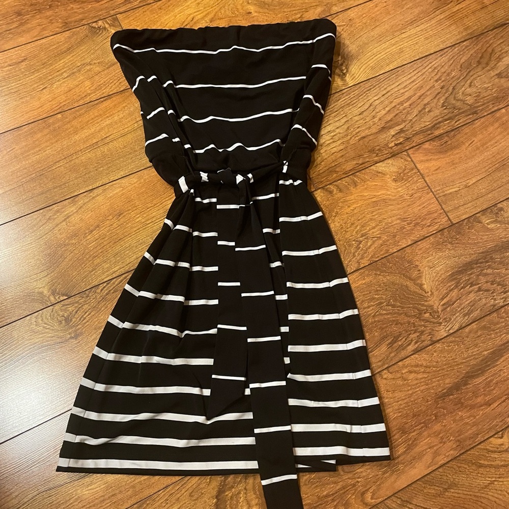 White House Black Market striped strapless dress